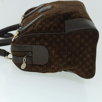 Luxury CELINE Macadam Canvas Boston Bag Leather Brown  8433