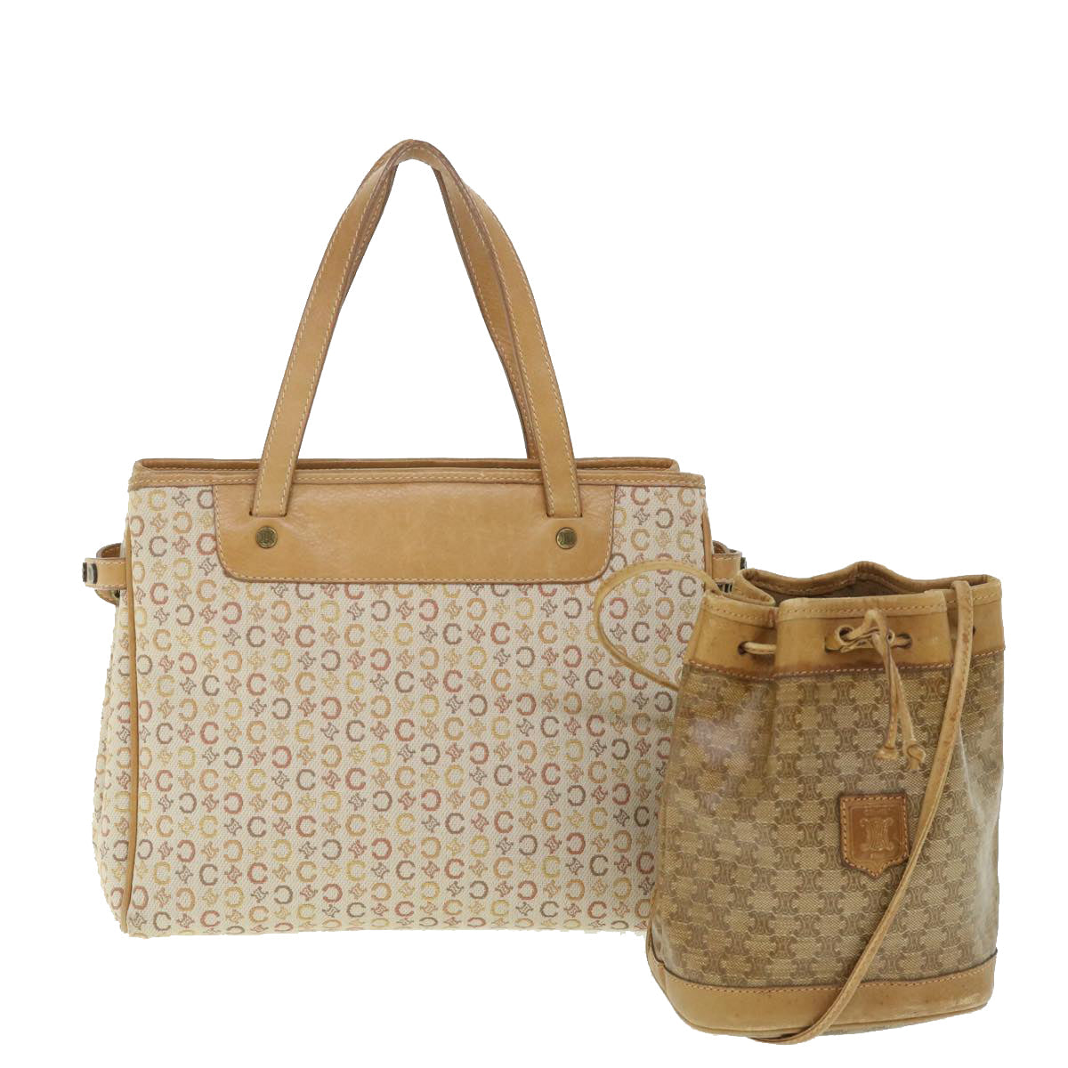 Luxury CELINE Macadam Canvas Hand Bag 2Set Beige  8536