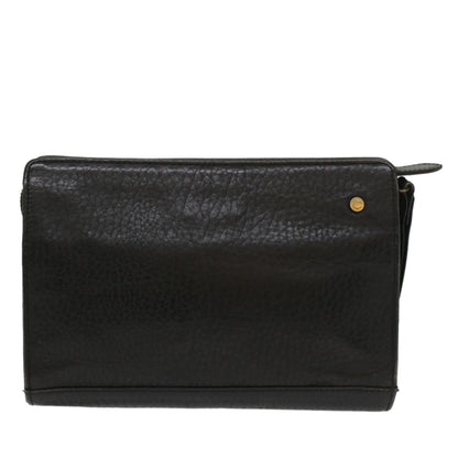 Luxury BurberrySs Clutch Bag Leather Black Auth bs8538