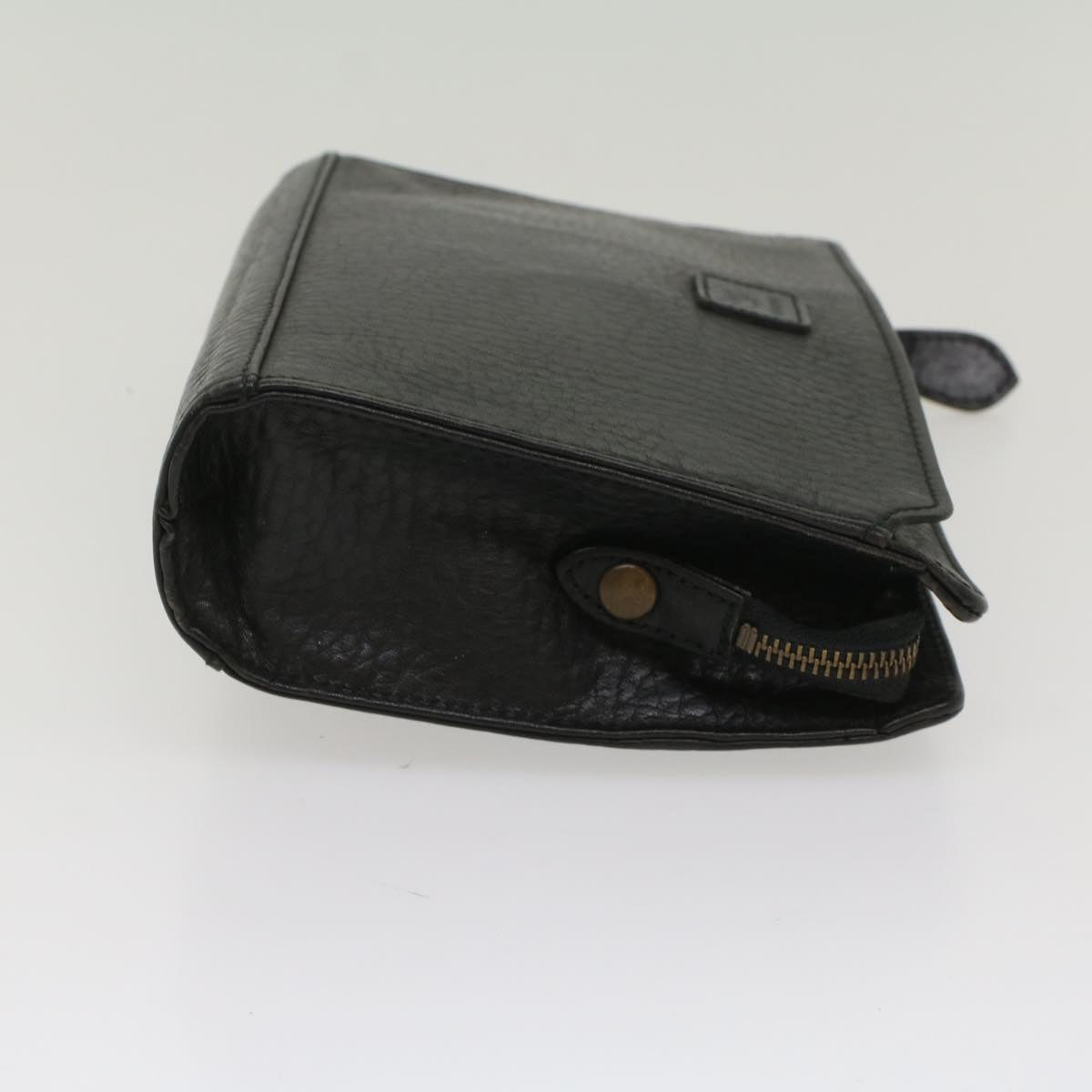 Luxury BurberrySs Clutch Bag Leather Black Auth bs8538
