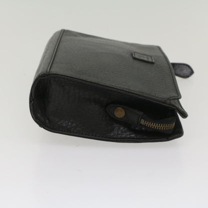 Luxury BurberrySs Clutch Bag Leather Black Auth bs8538