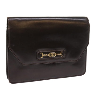 Luxury CELINE Clutch Bag Leather Brown  8620