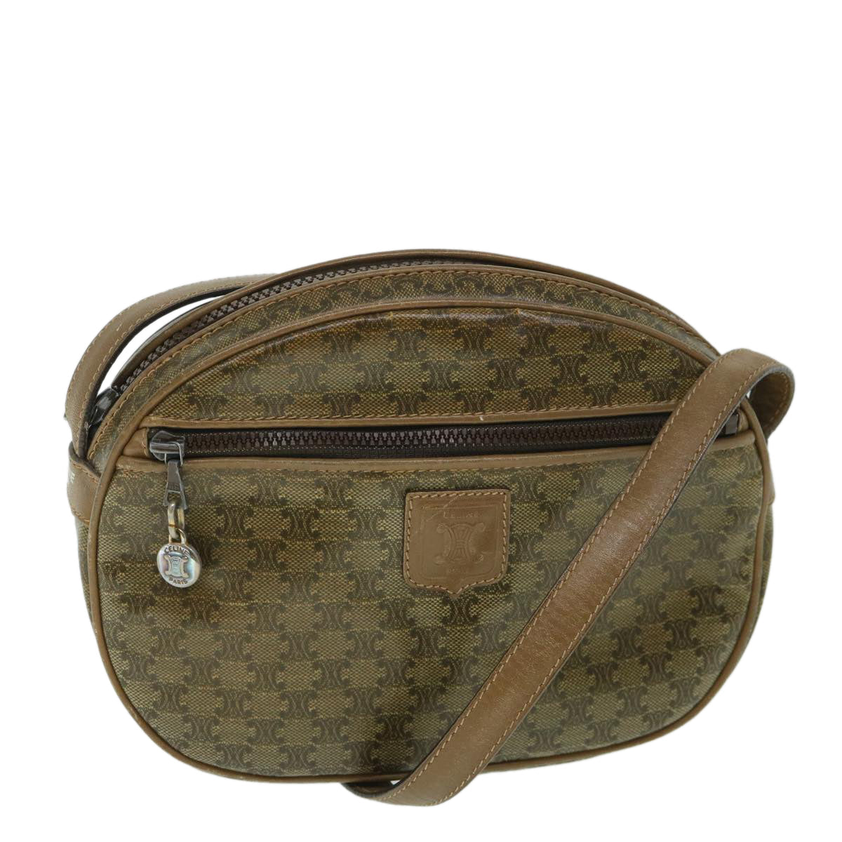 Luxury CELINE Macadam Canvas Shoulder Bag Brown  8712