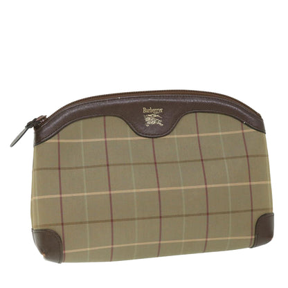 Luxury BurberrySs Nova Check Clutch Bag Nylon Canvas Brown Auth bs8723