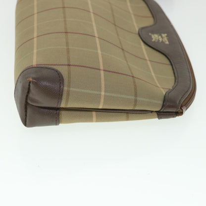 Luxury BurberrySs Nova Check Clutch Bag Nylon Canvas Brown Auth bs8723