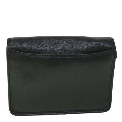 Luxury BurberrySs Clutch Bag Leather Black Auth bs8730