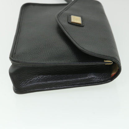 Luxury BurberrySs Clutch Bag Leather Black Auth bs8730