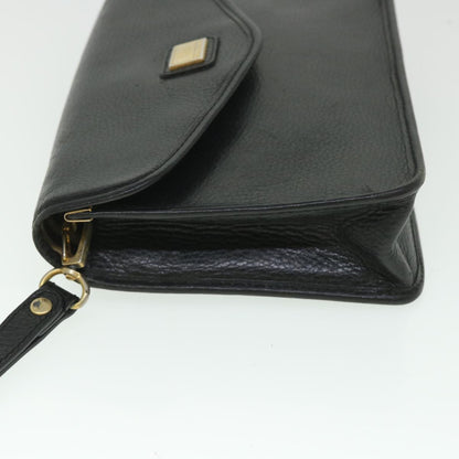 Luxury BurberrySs Clutch Bag Leather Black Auth bs8730