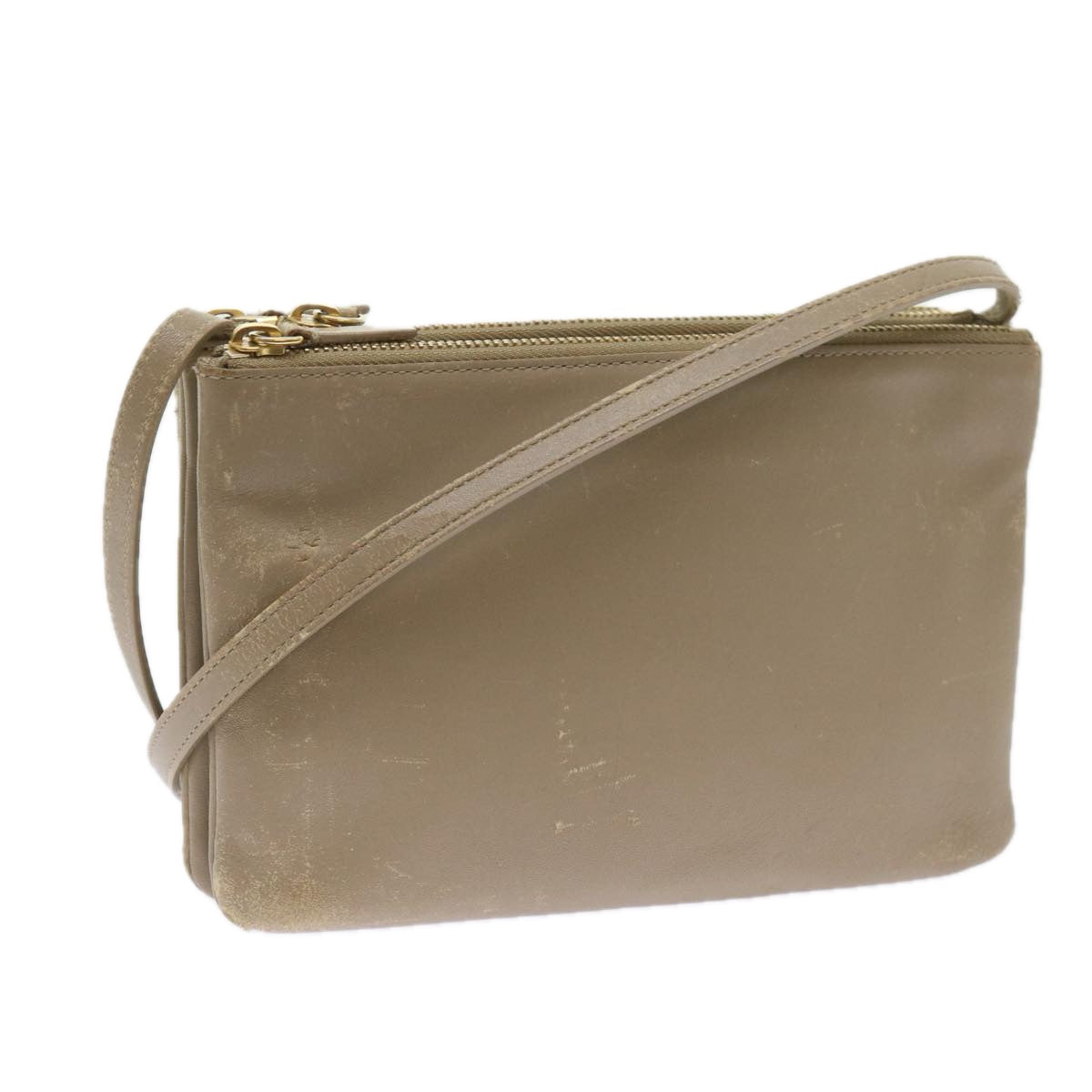 Luxury CELINE TRIO SMALL Shoulder Bag Leather Beige  8890