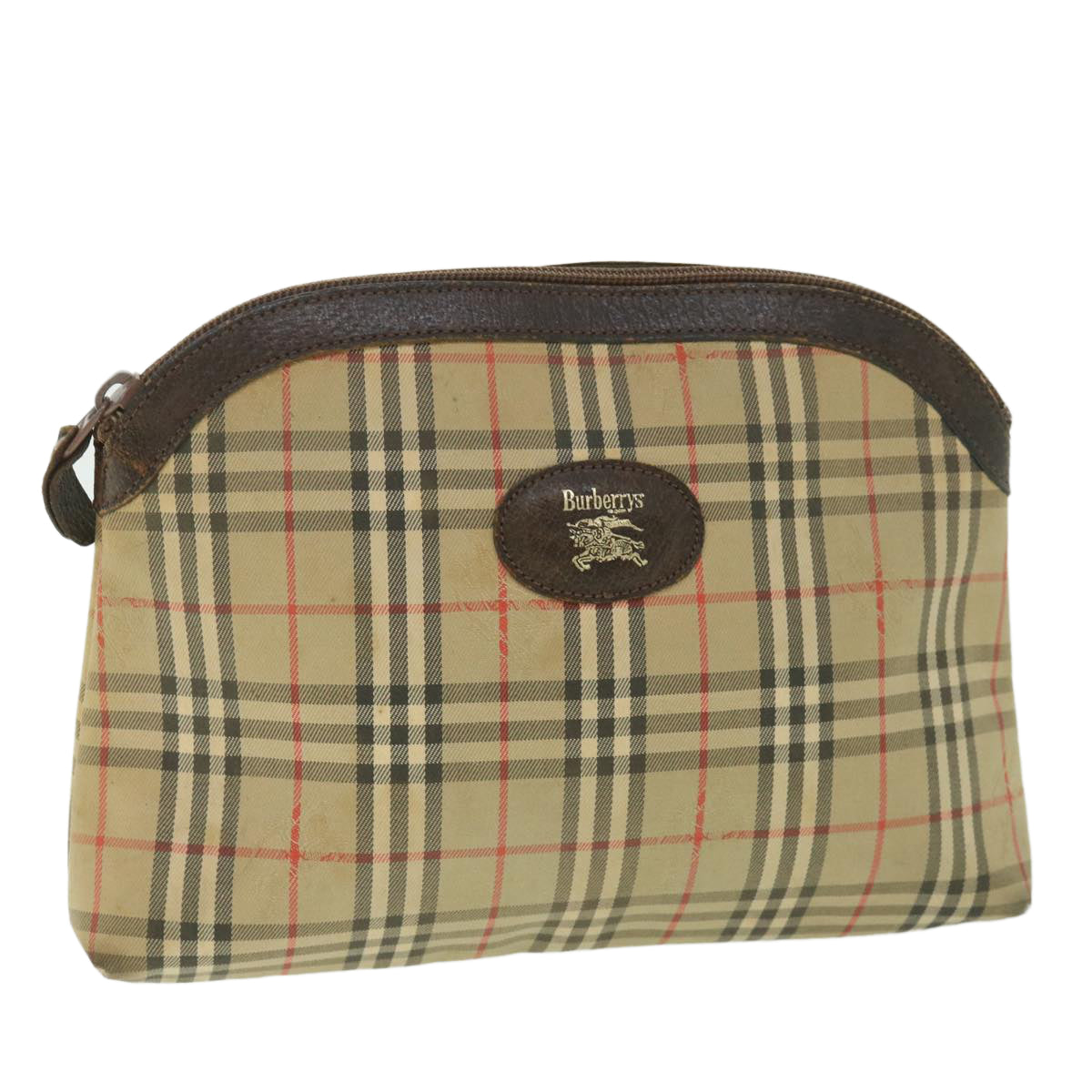 Luxury BurberrySs Nova Check Clutch Bag Canvas Nylon Beige Auth bs9050