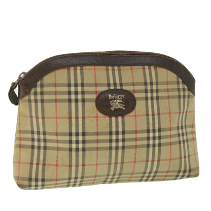 Luxury BurberrySs Nova Check Clutch Bag Canvas Nylon Beige Auth bs9050
