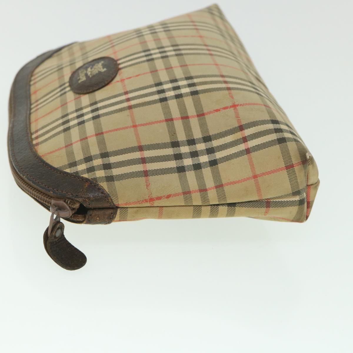 Luxury BurberrySs Nova Check Clutch Bag Canvas Nylon Beige Auth bs9050