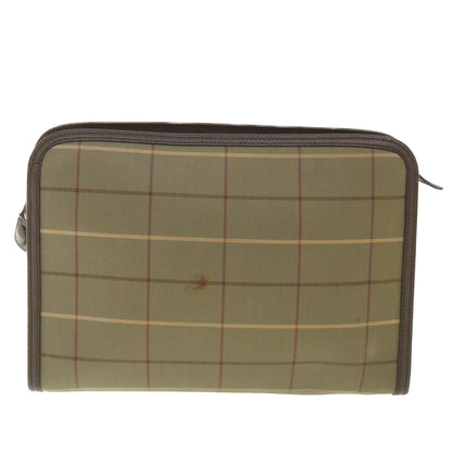 Luxury BurberrySs Nova Check Clutch Bag Nylon Canvas Brown Auth bs9091