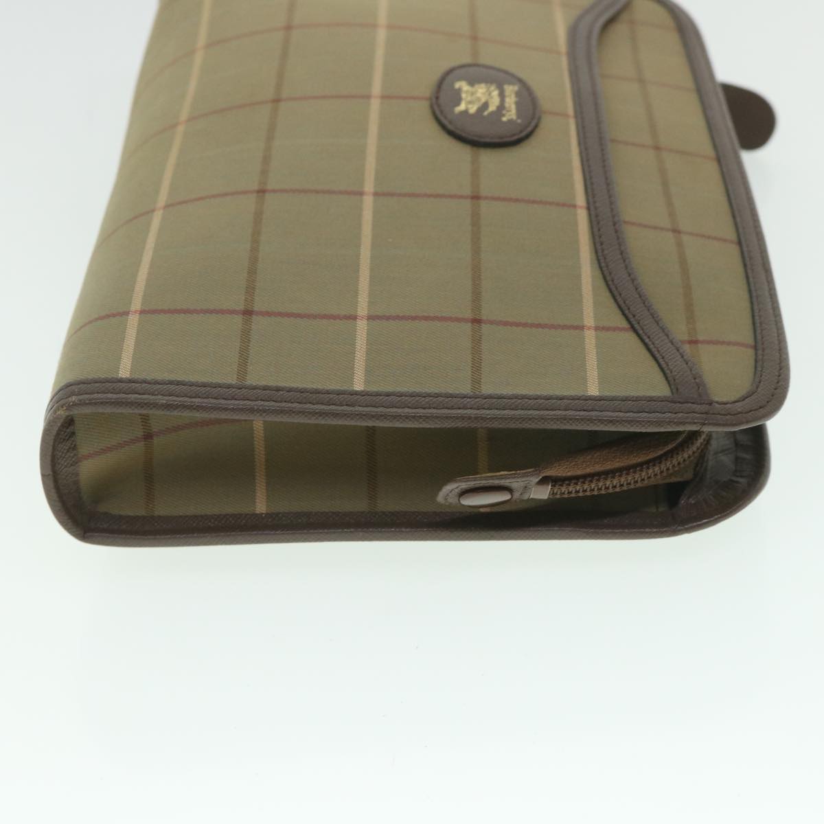 Luxury BurberrySs Nova Check Clutch Bag Nylon Canvas Brown Auth bs9091