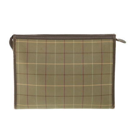 Luxury BurberrySs Nova Check Clutch Bag Nylon Canvas Brown Auth bs9092