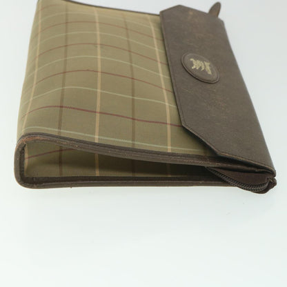 Luxury BurberrySs Nova Check Clutch Bag Nylon Canvas Brown Auth bs9092
