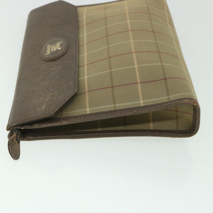 Luxury BurberrySs Nova Check Clutch Bag Nylon Canvas Brown Auth bs9092