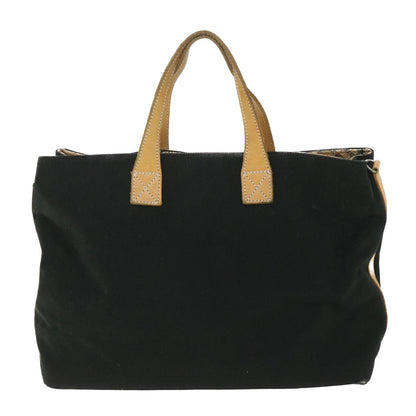 Luxury BurberrySs Blue Label Tote Bag Canvas Black Auth bs9105