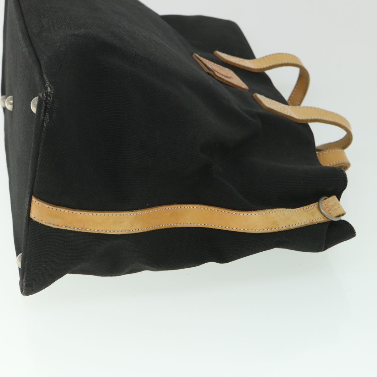 Luxury BurberrySs Blue Label Tote Bag Canvas Black Auth bs9105