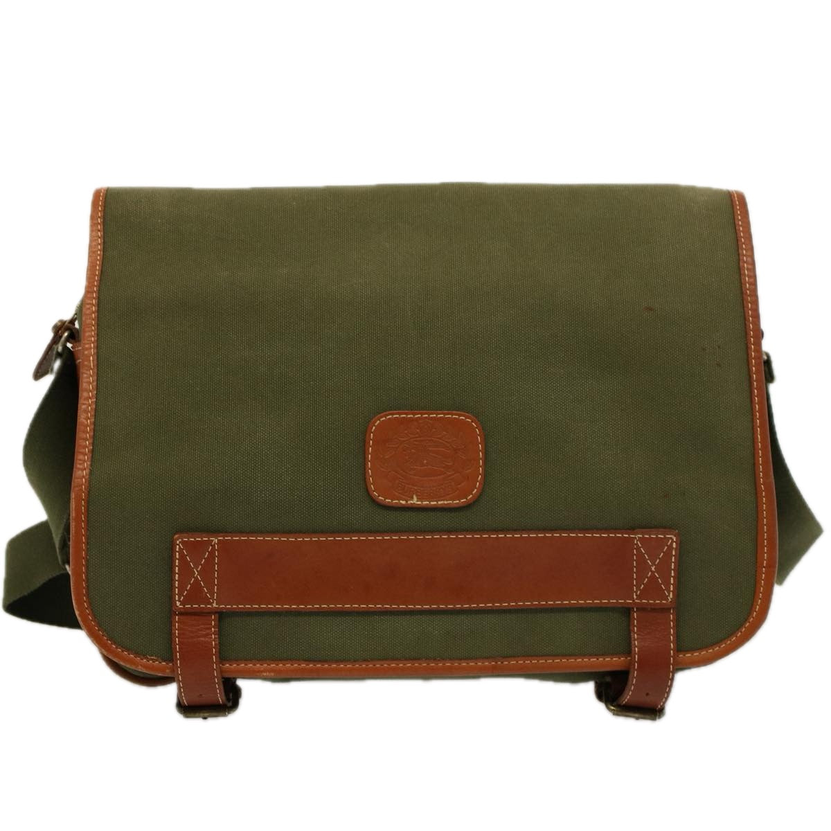 Luxury BurberrySs Shoulder Bag Canvas Khaki Auth bs9442