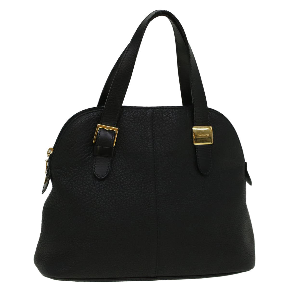 Luxury BurberrySs Hand Bag Leather Black Auth bs9530