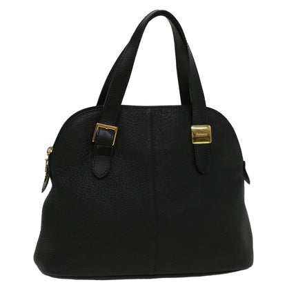 Luxury BurberrySs Hand Bag Leather Black Auth bs9530