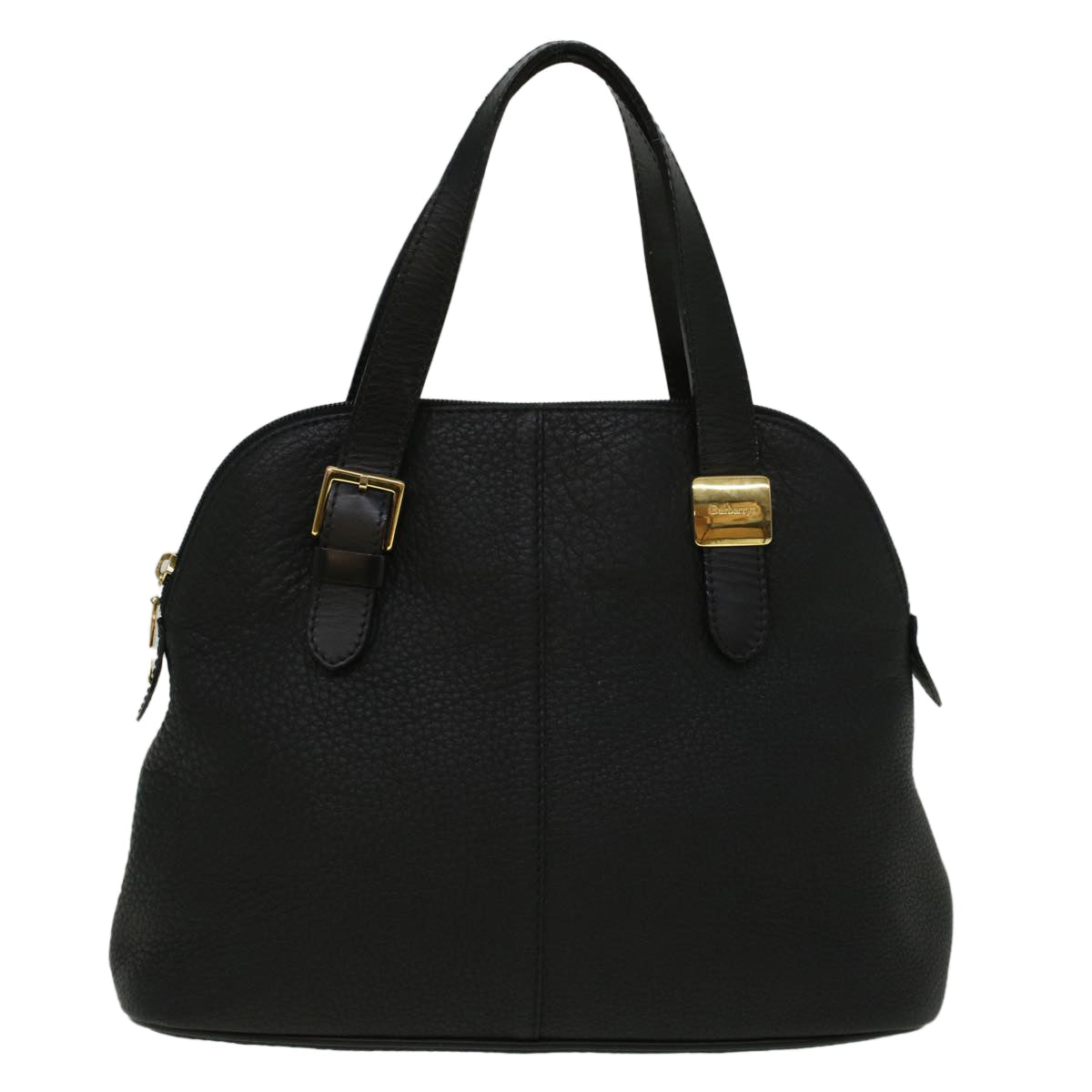 Luxury BurberrySs Hand Bag Leather Black Auth bs9530
