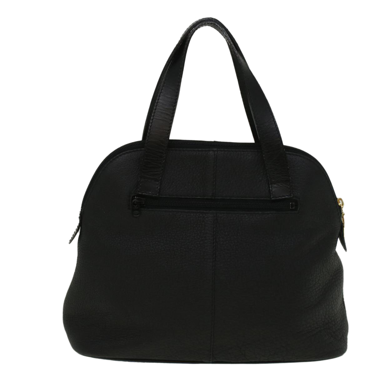 Luxury BurberrySs Hand Bag Leather Black Auth bs9530