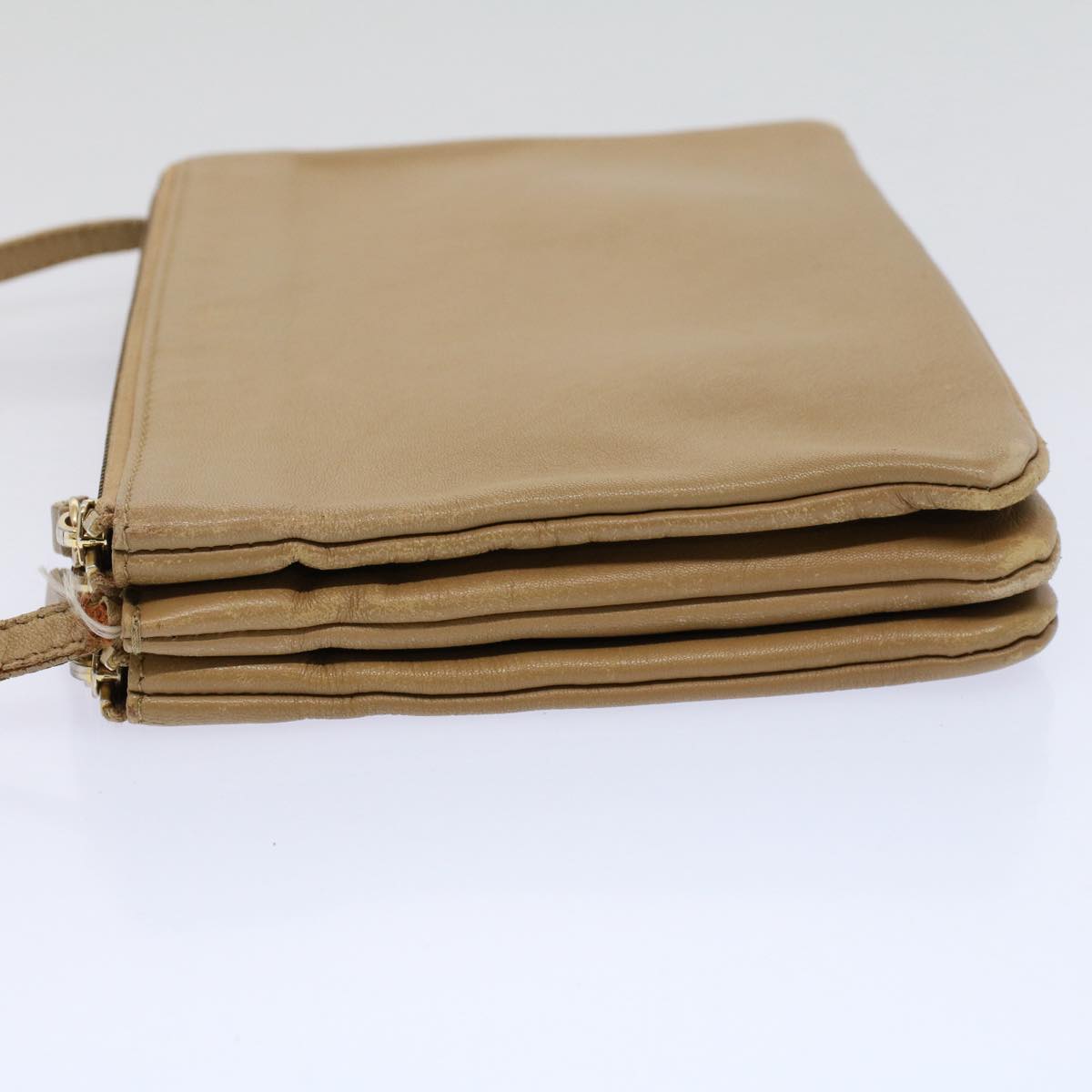 Luxury CELINE Trio PM Shoulder Bag Leather Beige  9583