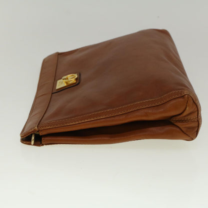 Luxury CELINE Clutch Bag Leather Brown  9584