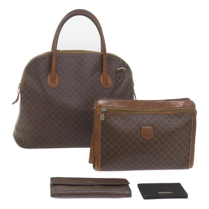 Luxury CELINE Macadam Canvas Wallet clutch Hand Bag PVC 4Set Brown Black  9870