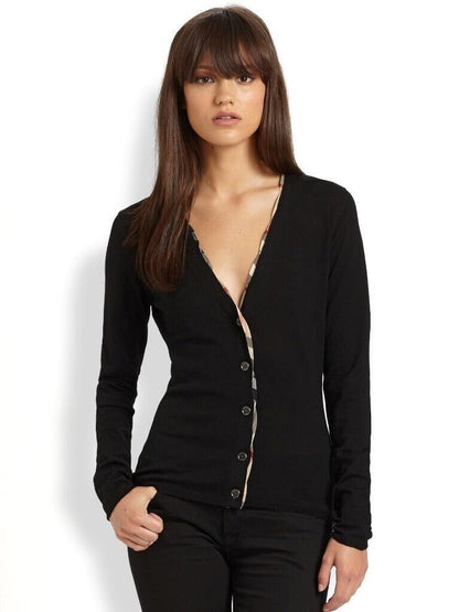 BURBERRY NOVA CHECK TRIM BRIT CARDIGAN