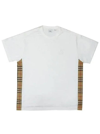 Luxury Burberry Check round neck cotton short sleeve t-shirt white