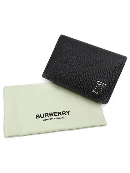 Luxury Burberry TB Folding Grainy Leather Card Wallet Black