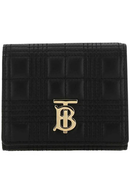 Luxury Burberry Quilted Lambskin Lola Small Half Wallet Black