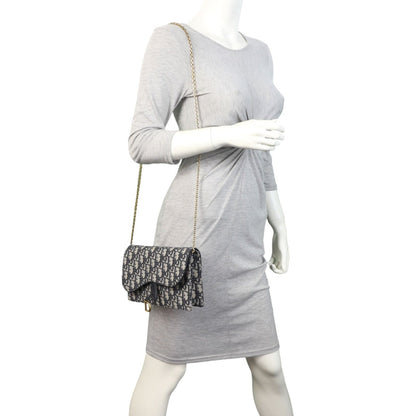 Dior Saddle Pouch Wallet on Chain Oblique