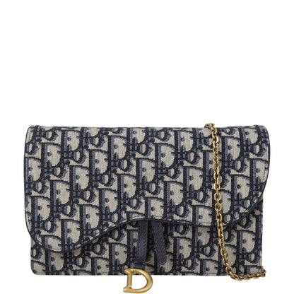 Dior Saddle Pouch Wallet on Chain Oblique