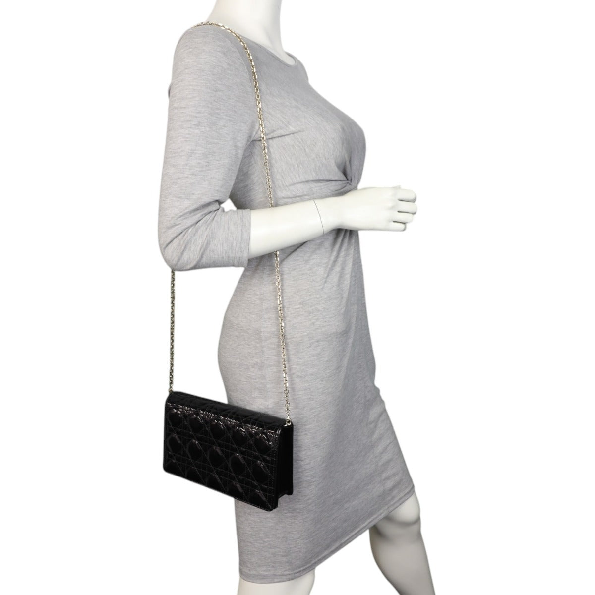 Dior Lady Dior Patent Cannage Pouch