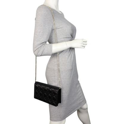 Dior Lady Dior Patent Cannage Pouch