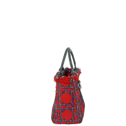 Dior Lady Dior Medium Tweed and Croc Embossed