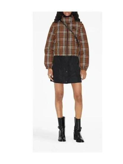 Luxury Burberry Check Nylon Down Padding Dark Birch Brown