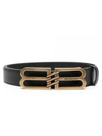 Luxury Balenciaga Trending 2025 BB Signature 30 Buckle Leather Belt Black