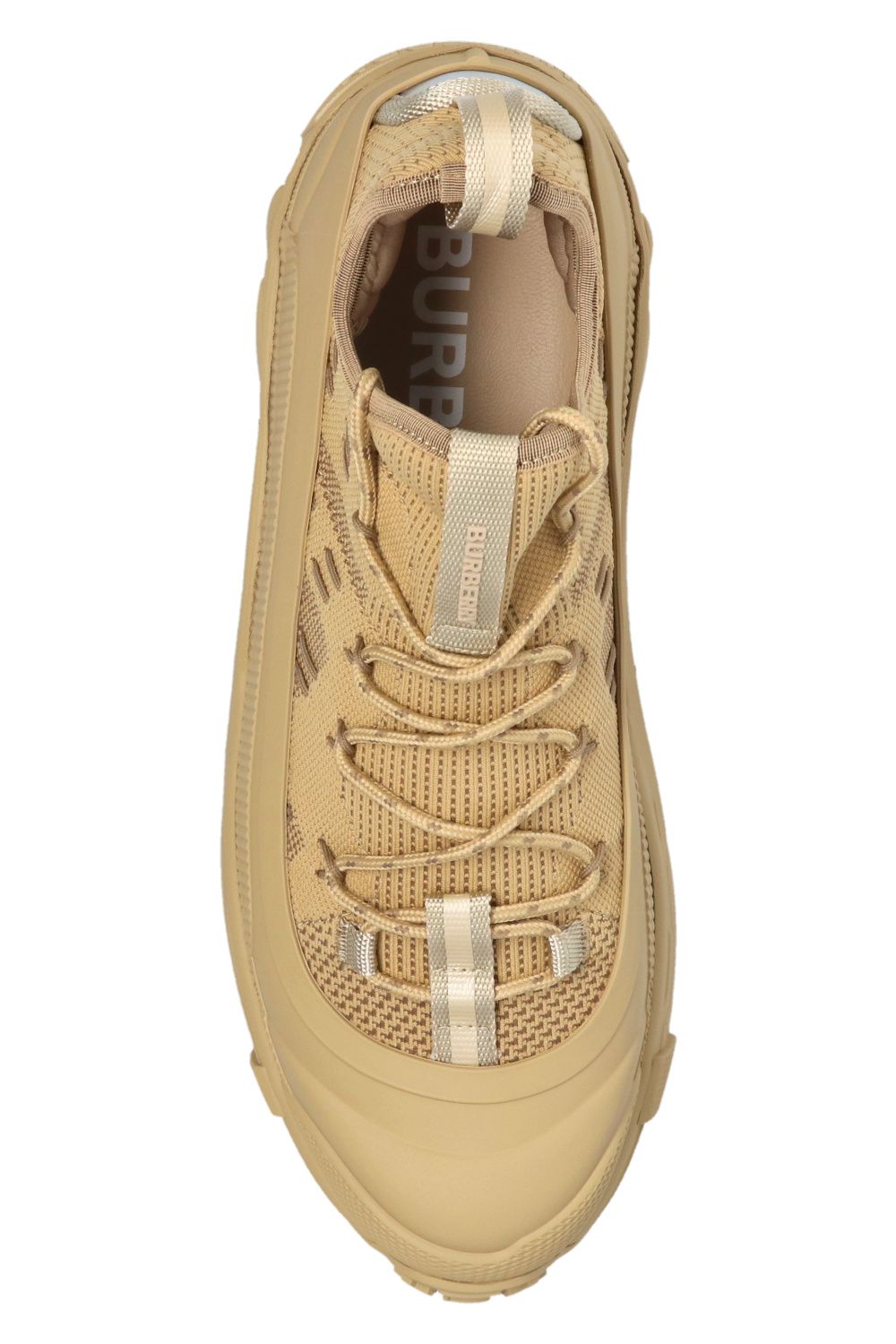Luxury Burberry Khaki Knit Arthur Sneakers Luxury Burberry