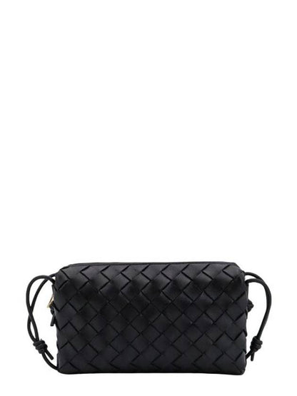 Luxury Bottega Veneta Intrecciato Small Leather Cross Bag Black