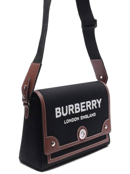 Luxury Burberry Horseferry Motif Canvas Note Crossbody Bag Black