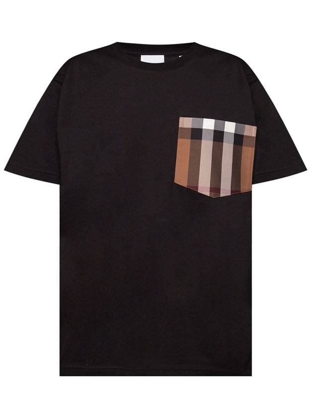 Luxury Burberry Vintage Check Pocket Short Sleeve T-Shirt Black