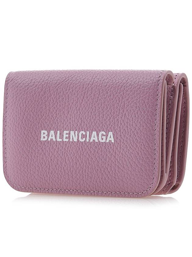 Luxury Balenciaga Trending 2025 Logo Tripold Leather Half-Wallet Pink