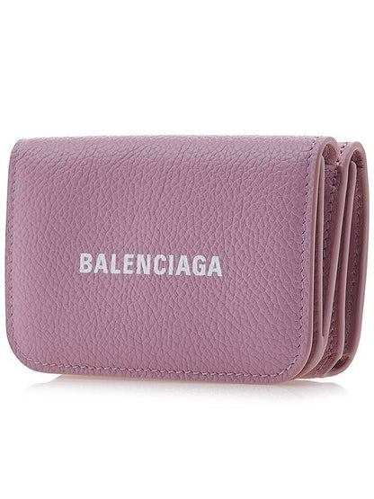 Luxury Balenciaga Trending 2025 Logo Tripold Leather Half-Wallet Pink