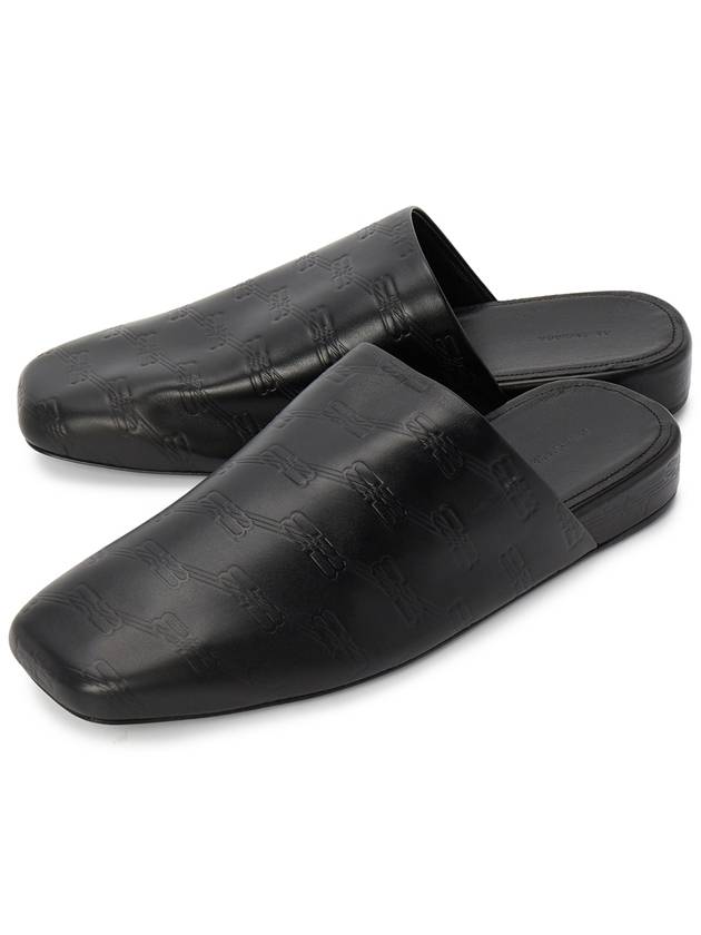 Luxury Balenciaga Trending 2025 Debossed Logo Leather Mule Black