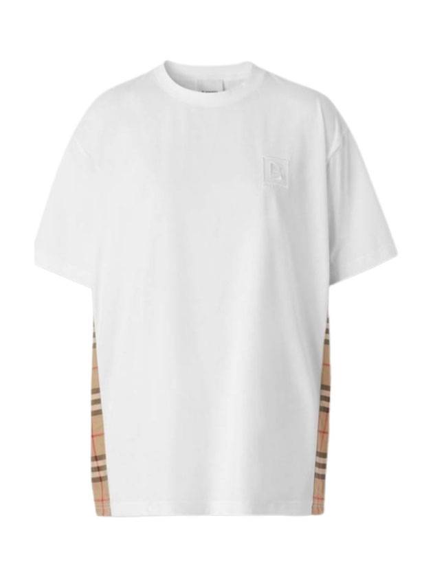 Luxury Burberry Check round neck cotton short sleeve t-shirt white